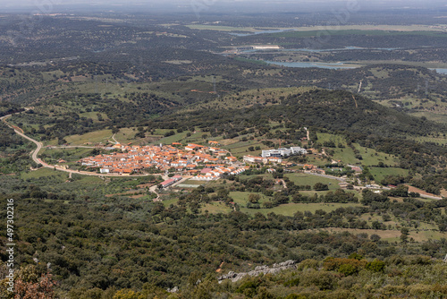 Landscape of extremadura grassland with the Tajo river