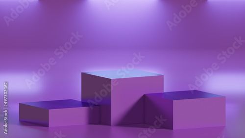 3d render of a box product podium