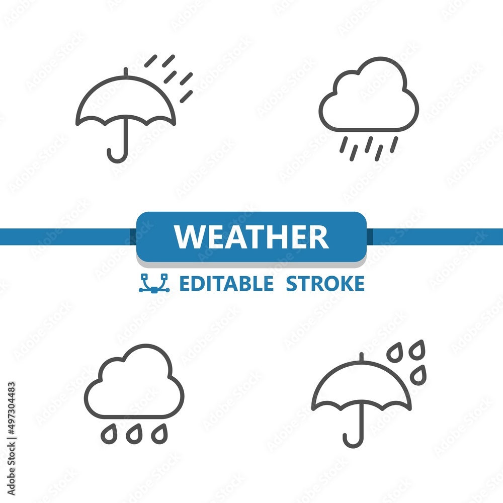 Weather Icons. Raining, Rain, Cloud, Umbrella Weather Icons. Raining, Rain, Cloud, Umbrella