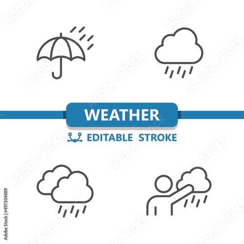 Weather Icons. Raining, Rain, Cloud, Weatherman, Weather Man, Meteorologist, Umbrella