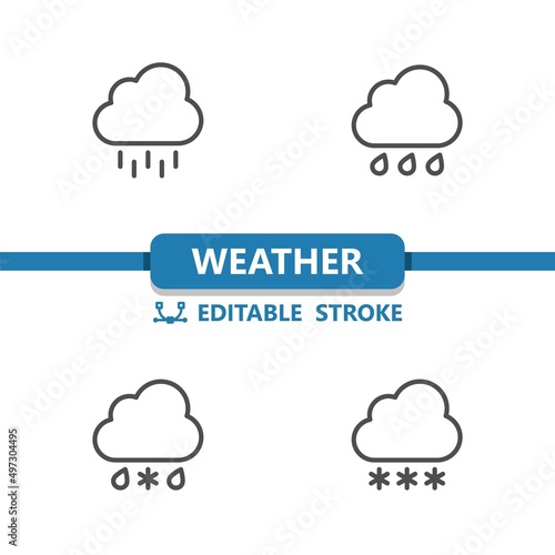 Weather Icons. Cloud  Rain  Raining  Sleet  Snow  Snowing