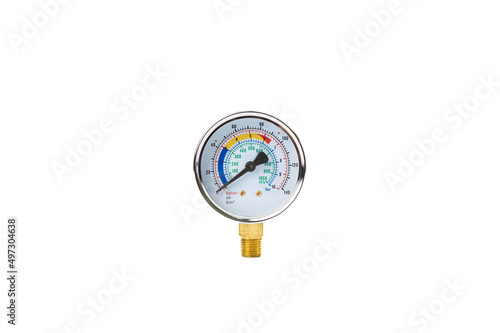 Multiple reading pressure gauge isolated on white background 