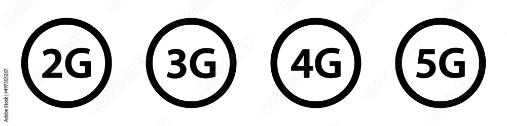 2G, 3G, 4G, 5G, Icon 2G, 3G, 4G, 5G, Icon