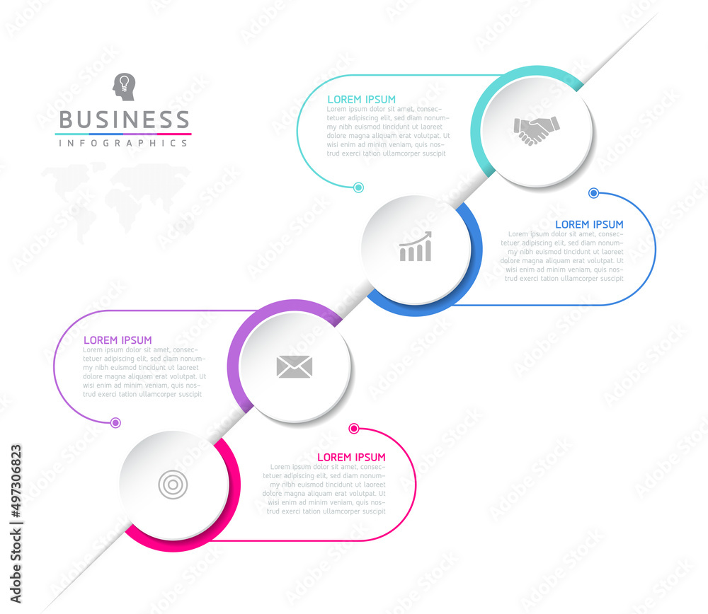 Vector illustration, infographics design, template, marketing, information, with 4 options or steps Vector illustration, infographics design, template, marketing, information, with 4 options or steps