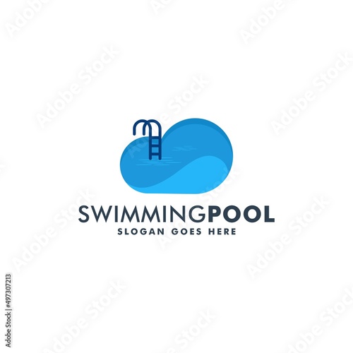Swimming pool logo design vector illustration