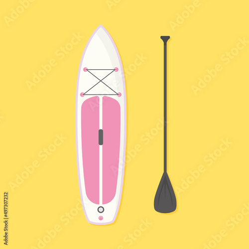 SUP (Stand Up Paddle) board and paddle- vector illustration