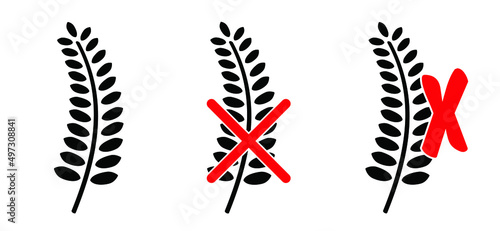 No wheat. Gluten ( coeliakie ) is a mixture of proteins that occurs naturally in certain grains. Gluten free diet. Vector product label or icon. Organic food allergy symbol or pictogram. allergen free