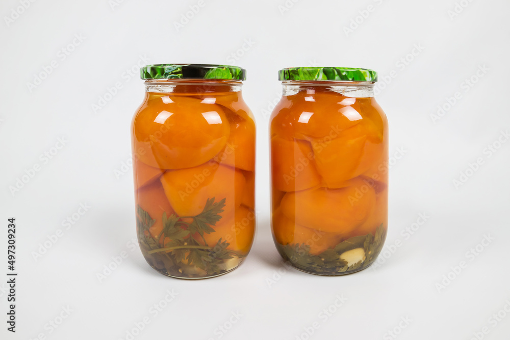 two jars of pickled tomatoes two jars of pickled tomatoes