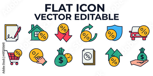credit and loan set icon symbol template for graphic and web design collection logo vector illustration © keenan