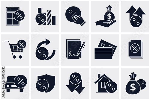 credit and loan set icon symbol template for graphic and web design collection logo vector illustration