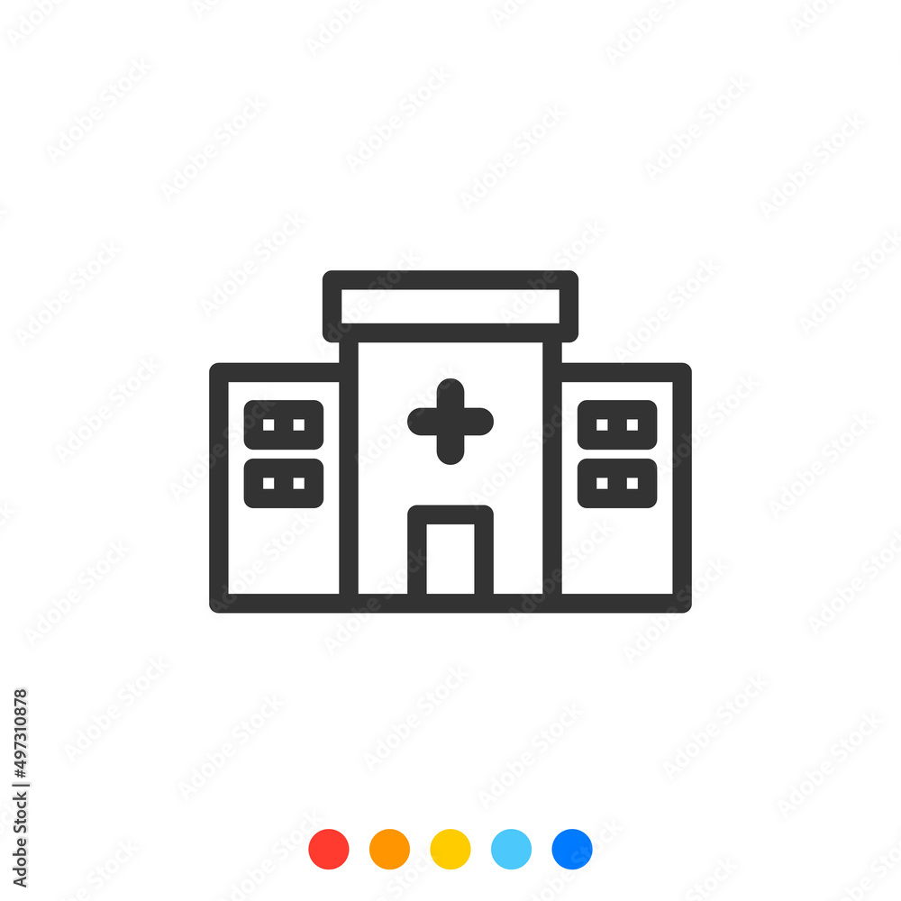 Fototapeta premium Hospital vector icon, Vector and Illustration.