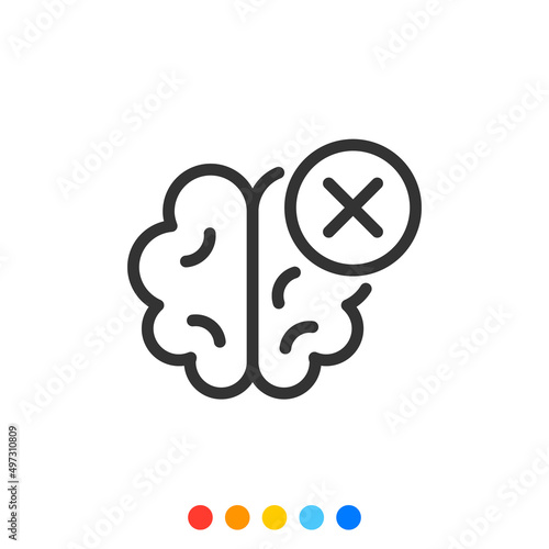 Brain death vector icon, Cerebral palsy icon.