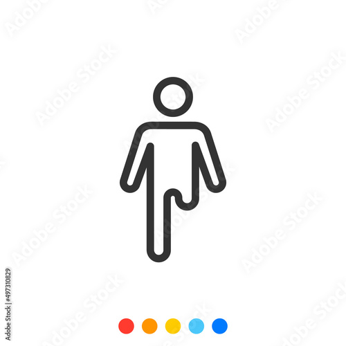 Disabled person icon, Amputated leg icon, Vector.