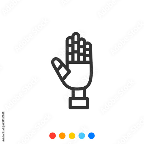 Prosthetic Arms vector icon, Artificial hand icon, Vector and Illustration.