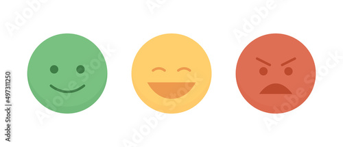 Emojis semi flat color vector element set. Full sized objects on white. Electronic messages and conversations. Emotional symbols simple cartoon style illustration for web graphic design and animation