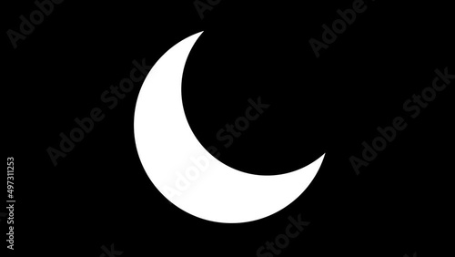 simple animation crescent moon on black background photo