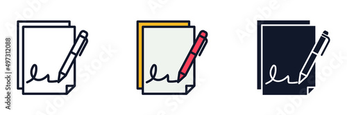 sign contract icon symbol template for graphic and web design collection logo vector illustration