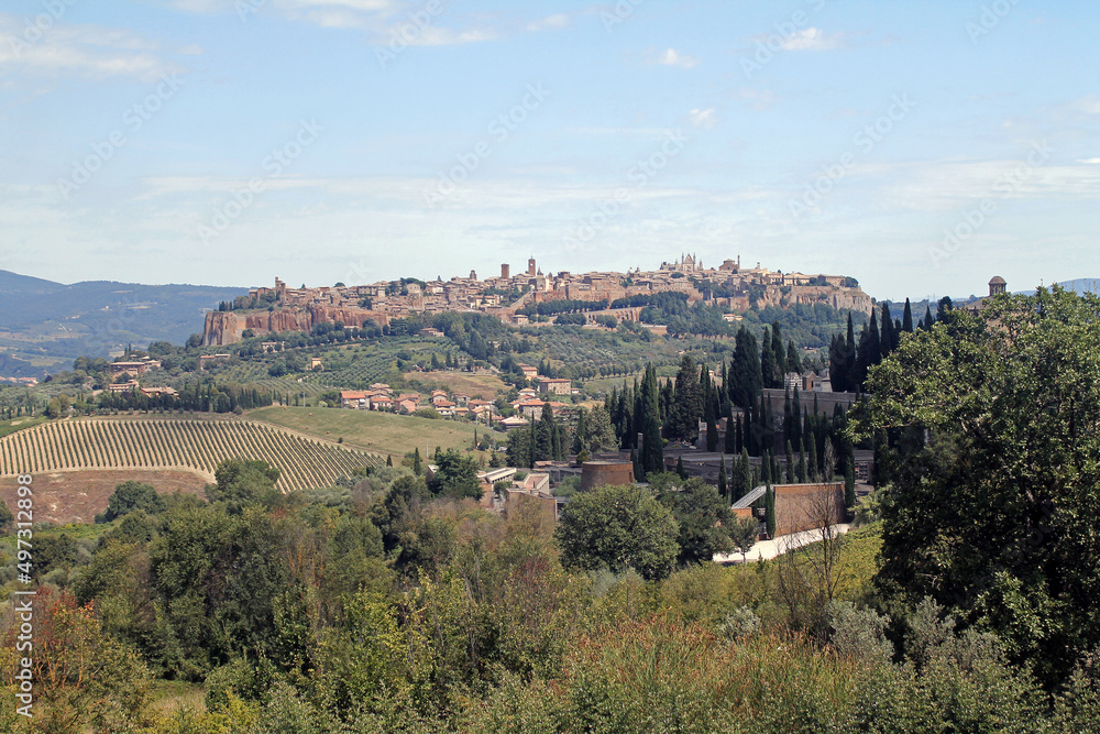 Panoramic view of the city of Orvieto standing on a hill