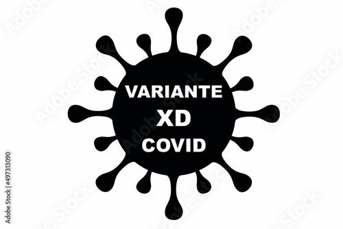 XD. New variant of the SARS-CoV-2 coronavirus. Subvariant of Omicron. Design horizontal. Virus design and black text. Illustration.