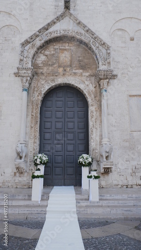 church door in stone archway