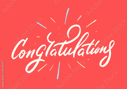 Congratulations. Vector handwritten lettering card.