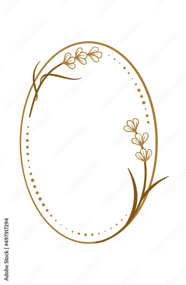 Vector vertical oval dotted frame with floral decoration Vector vertical oval dotted frame with floral decoration