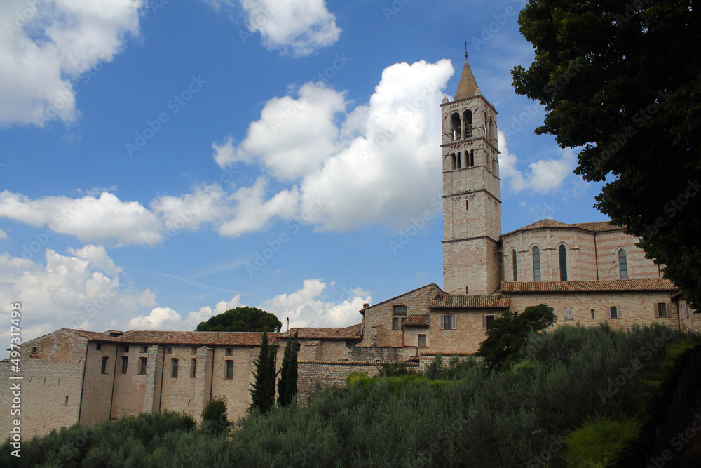 The beautiful Basilica di Santa Chiara in Assisi in Umbria