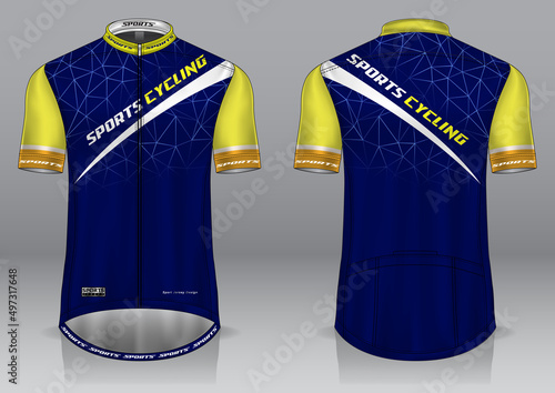 Jersey cycling template design uniform front and back view