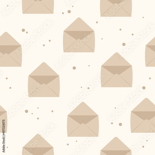 Envelope, envelope with flowers. Vector seamless background. Suitable for wallpaper, textiles, cover, gift wrapping. 