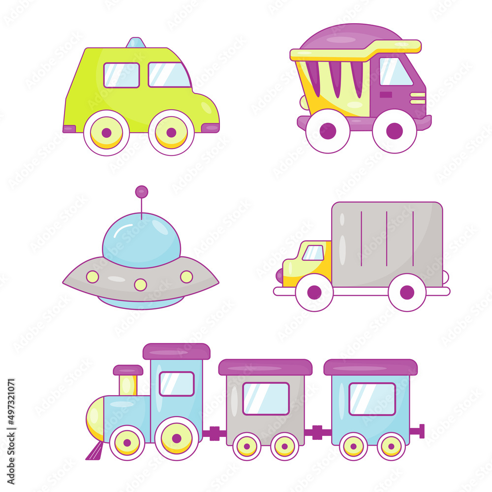 Naklejka premium Set of children's toys cars
