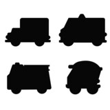 A set of silhouette children's toy cars