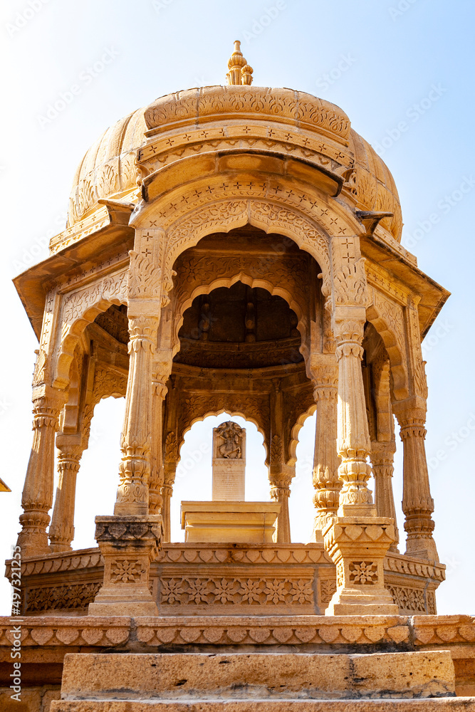 Bada Bagh Cenotaphs, Graves of the Maharajas in Jaisalmer, Rajastan, India, Asia