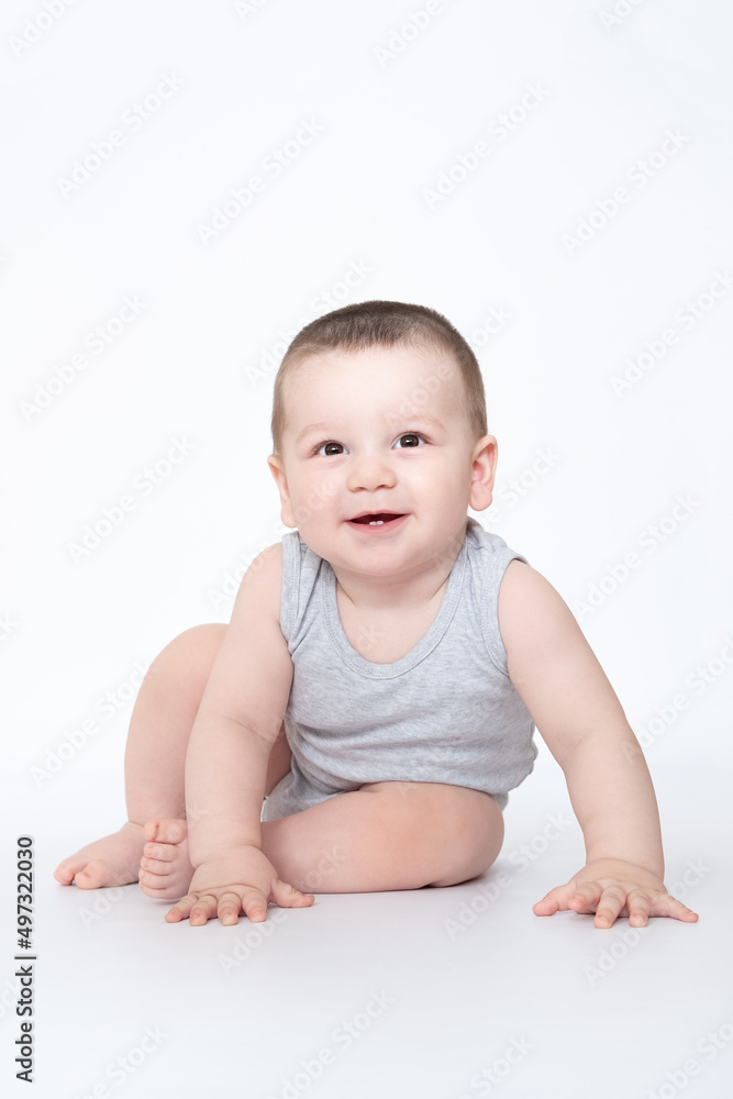 cute baby boy sit or crowl , closeup portrait of adorable child isolated on white background, sweet toddler healthy childhood, perfect caucasian infant, lovely kid, innocence concept cute baby boy sit or crowl , closeup portrait of adorable child isolated on white background, sweet toddler healthy childhood, perfect caucasian infant, lovely kid, innocence concept