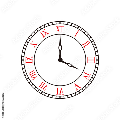 Old clock vector icon on white background	