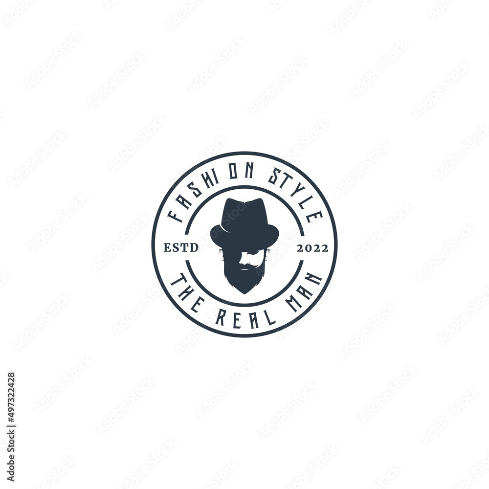 cool stylish male head logo
