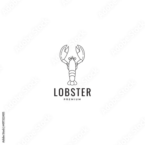 lobster line minimalist logo design vector graphic icon symbol illustration