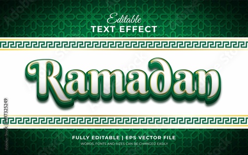 3d editable text effect ramadan in green color theme