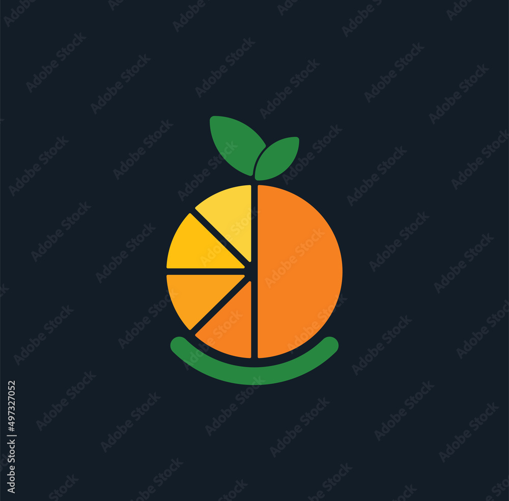Obraz premium simple orange fruit tech concept vector logo