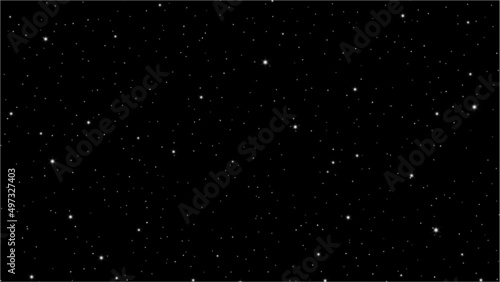 Starry night abstract background with scattered vector stars in the black sky © swillklitch