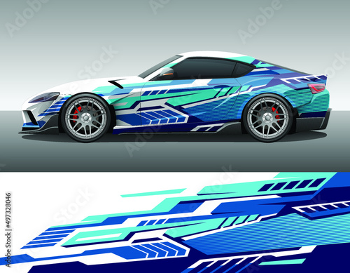 Car wrap vinyl racing decal ornament. Abstract geometric stripes sport background design print template. Vector illustration.
