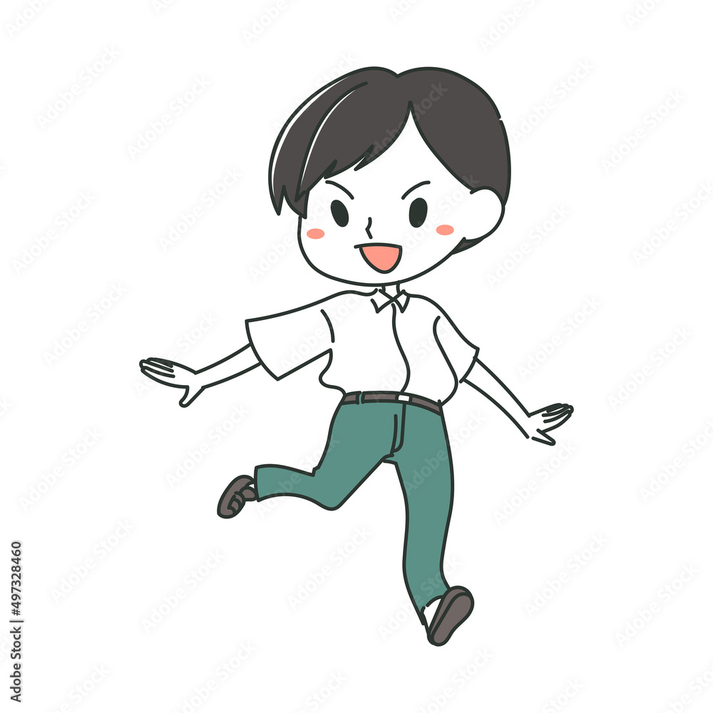 笑顔で走る男子学生のイラスト 夏服 緑系 Stock ベクター Adobe Stock 笑顔で走る男子学生のイラスト 夏服 緑系 Stock ベクター Adobe Stock