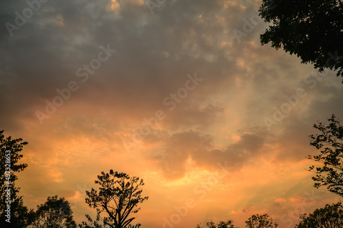 Clouds, beautiful golden light before sunset