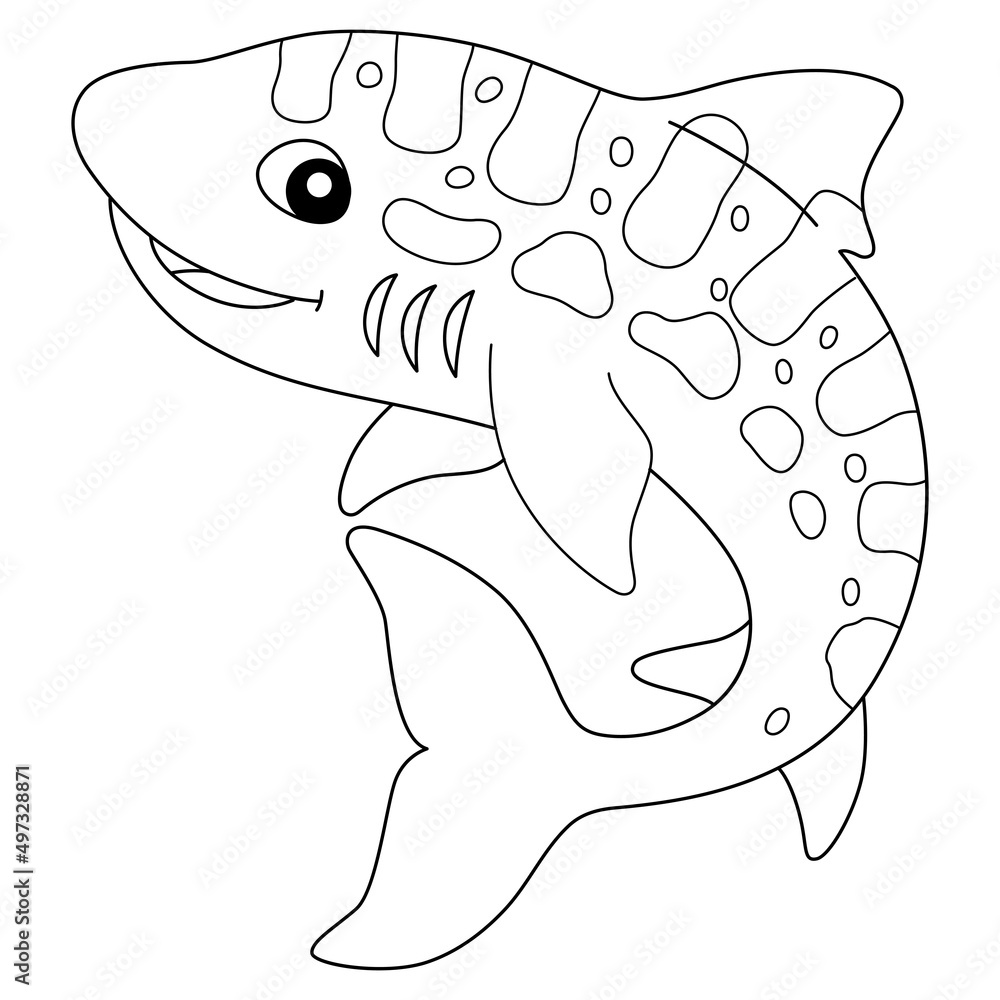 Leopard Shark Coloring Page Isolated for Kids Stock Vector | Adobe Stock