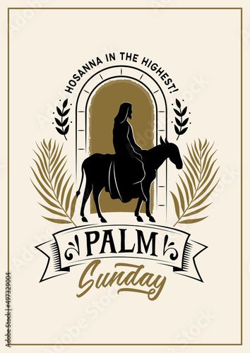 A Christian Palm Sunday lettering. Vector illustration