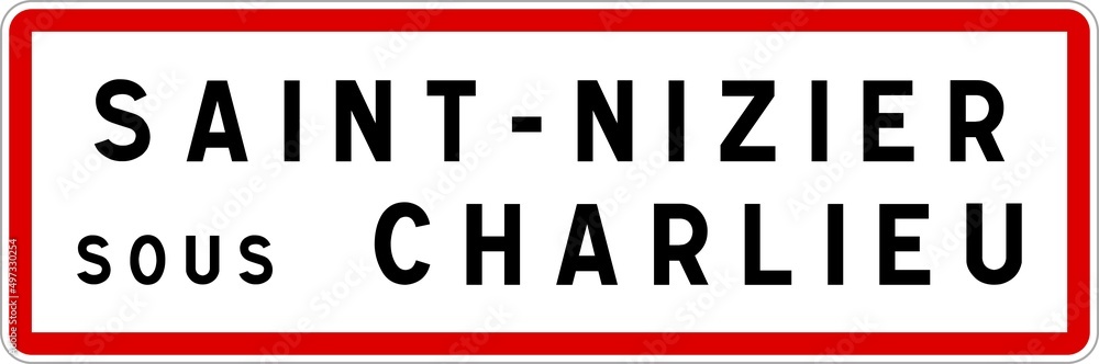 Panneau entrée ville agglomération Saint-Nizier-sous-Charlieu / Town entrance sign Saint-Nizier-sous-Charlieu Panneau entrée ville agglomération Saint-Nizier-sous-Charlieu / Town entrance sign Saint-Nizier-sous-Charlieu