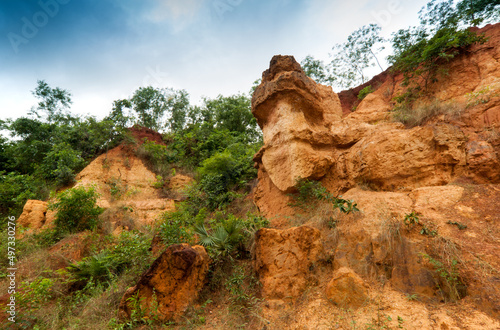 gongoni, called "grand canyon" of west bengal, gorge of red soil, India