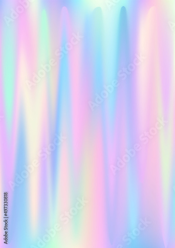 Hologram gradient background. Iridescent holo texture. Pearlescent unicorn vector backdrop.