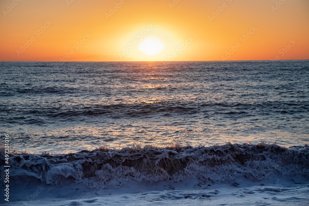 The sea wave. Sunset in the sea. The power of the elements. The sea wave. Sunset in the sea. The power of the elements.