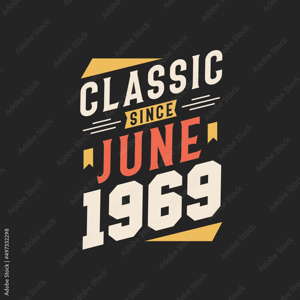 Fototapeta premium Classic Since June 1969. Born in June 1969 Retro Vintage Birthday