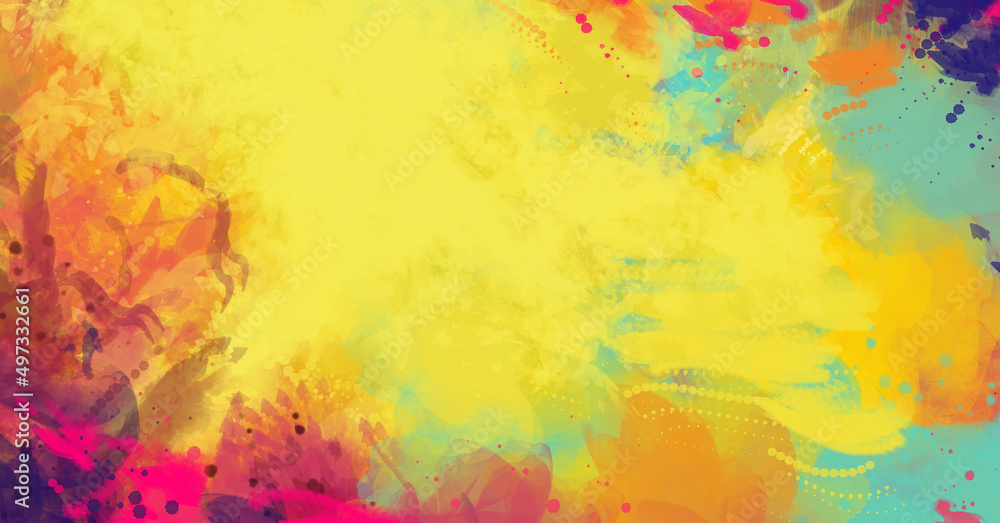 multicolored bright Abstract watercolor drawing on a paper image banner